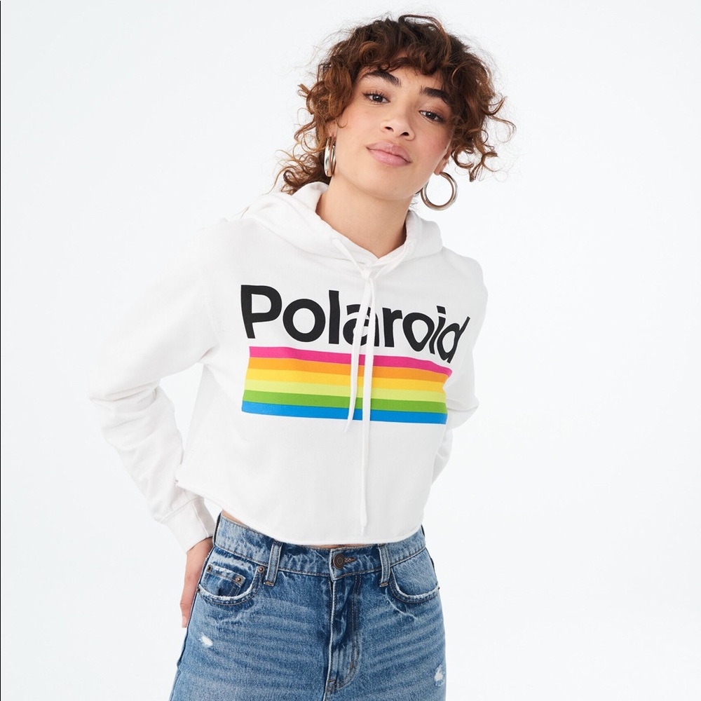 polaroid xs aesthetic crop hoodie